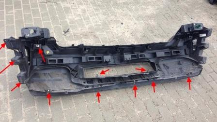 mounting locations for front bumper Jeep Cherokee KK Liberty (2008-2013)